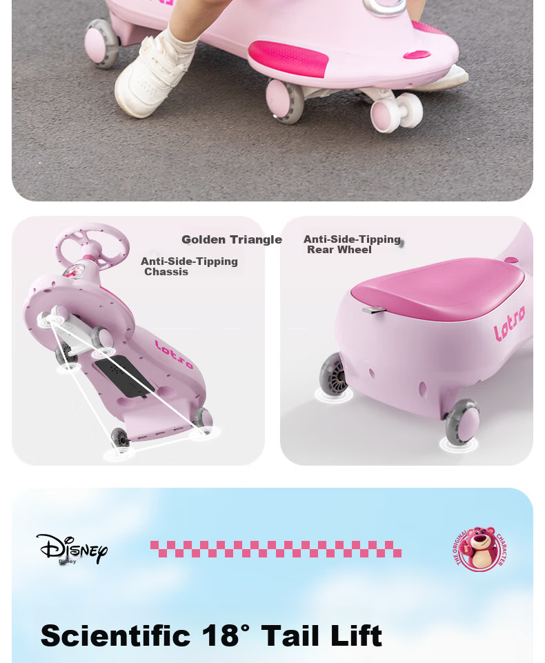 DISNEY Children's Twist Car for Ages 1-3 Anti-Rollover Baby Ride-On Car Adult-Friendly Two-Seater Birthday Gift 5