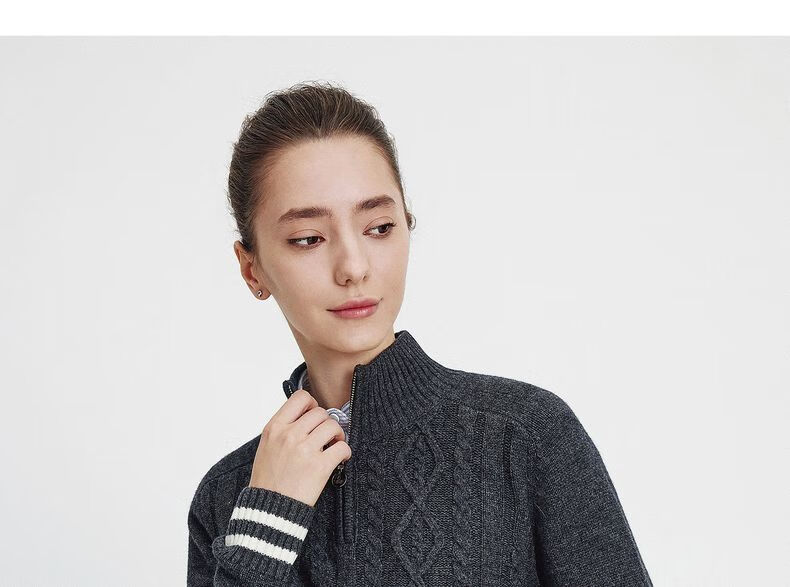 Navikail Italian Small Sailboat Women's Full Wool Commuter Sweater Half-Open Collar Knitwear 2334044501 White L 21