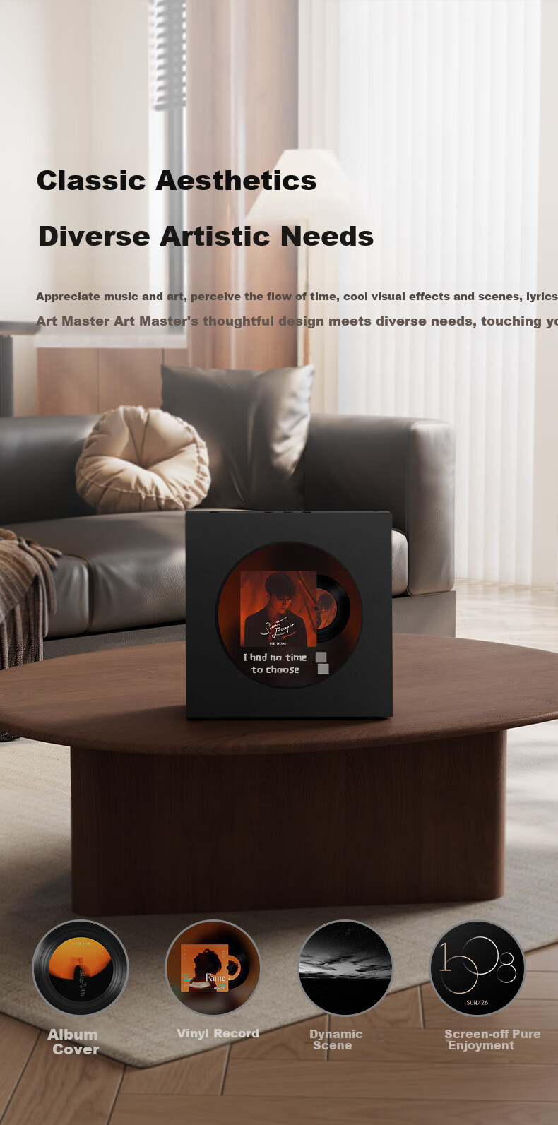 ART'MASTER Mood1 Album Lyrics, Vinyl Record Subtitles, Desktop Bluetooth Speaker, Home Living Room Bedroom Audio, Smart Home Birthday Gift 3