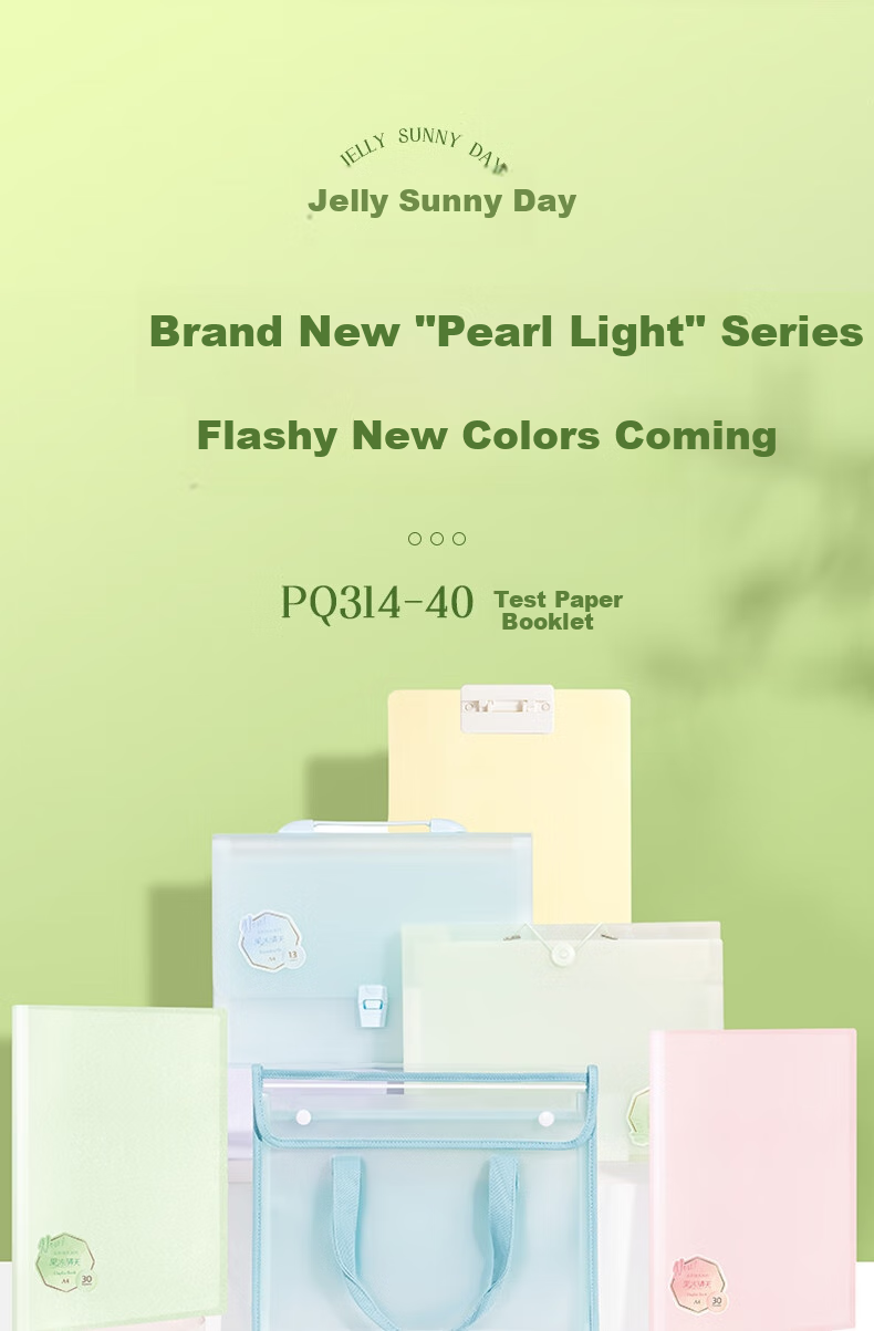 Deli A3/40-Page Document Folder, Jelly Clear Sky Series Fashion Student Exam Paper Document Award Subject File Organizer, Elementary to High School Random Color PQ314-40 1