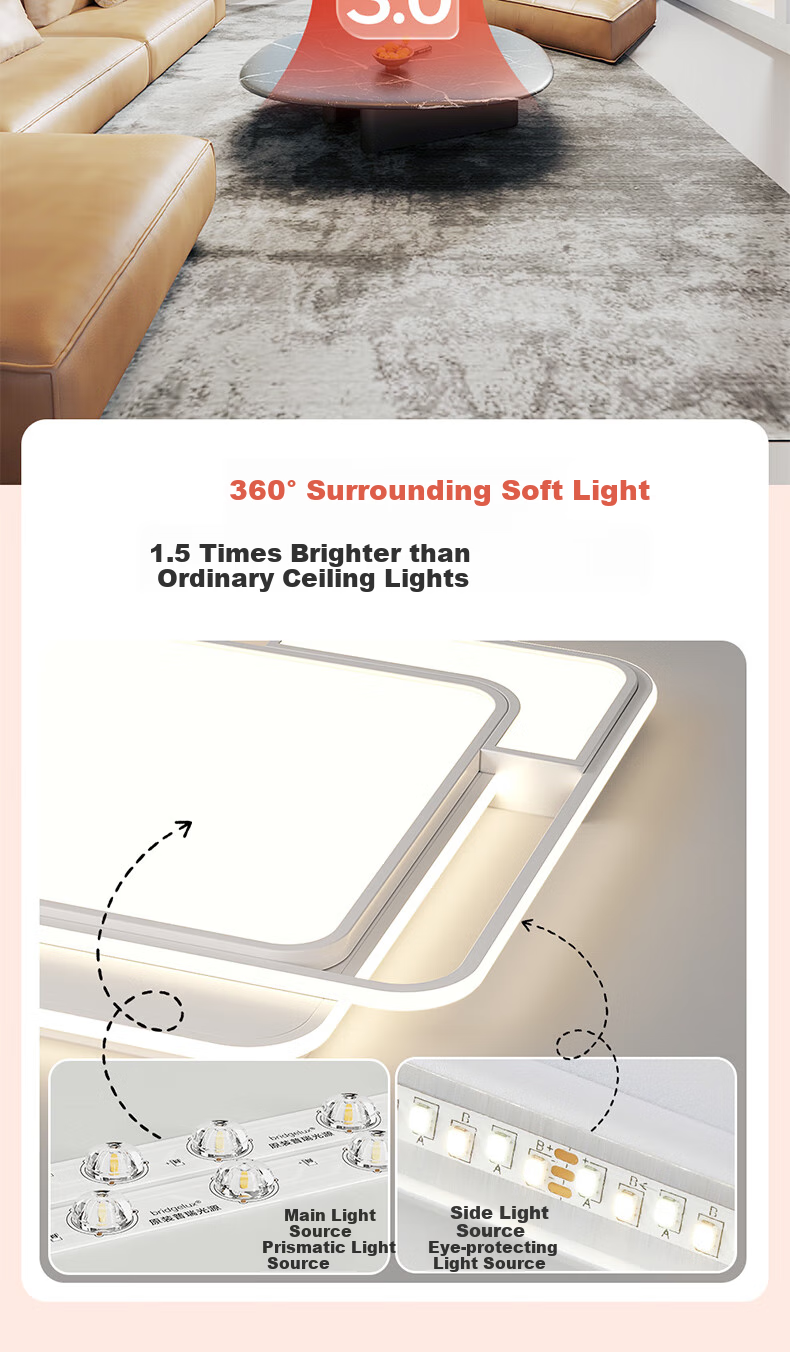 GUJIA LED Ceiling Light, Nordic Style for Living Room And Bedroom, Eye-Protection, Puri Light Source, Lighting Fixture - 90cm [Installation Included] 8