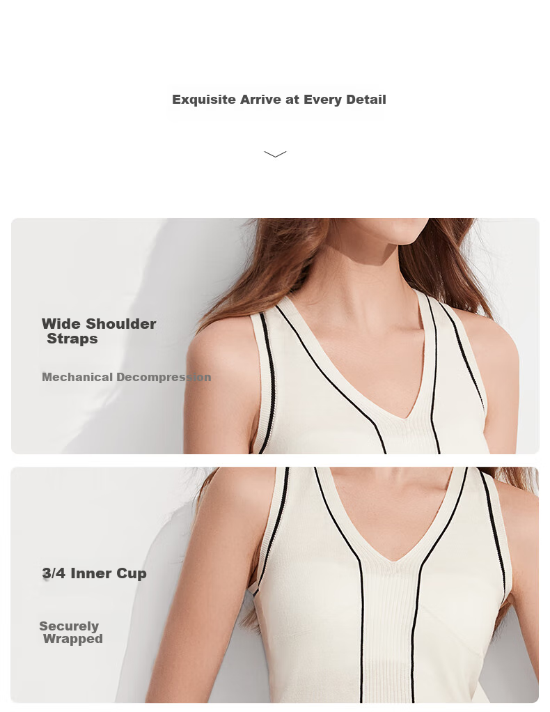 MiiOW Women's Tank Top for Spring And Summer, with Built-In Bra Pads, V-Neck, Skin-Friendly, Slim Fit, Suitable for Outer Wear Or As Undershirt 13