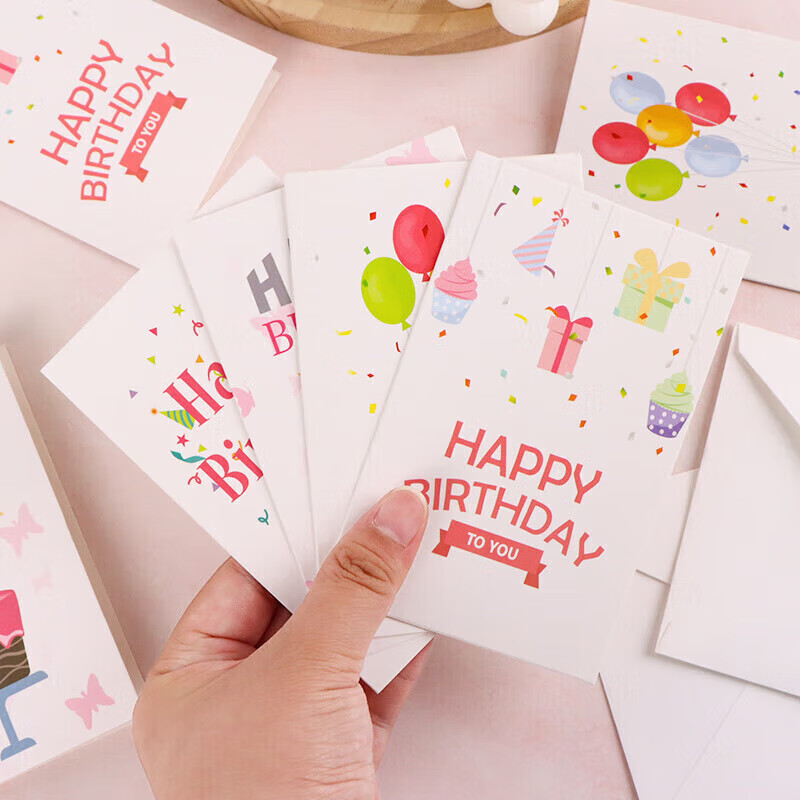 E-Muguo Birthday Cards Set of 8 - Birthday Gift Greeting Cards Wish Cards Children's Birthday Blessing Cards Birthday Gift for Girlfriend