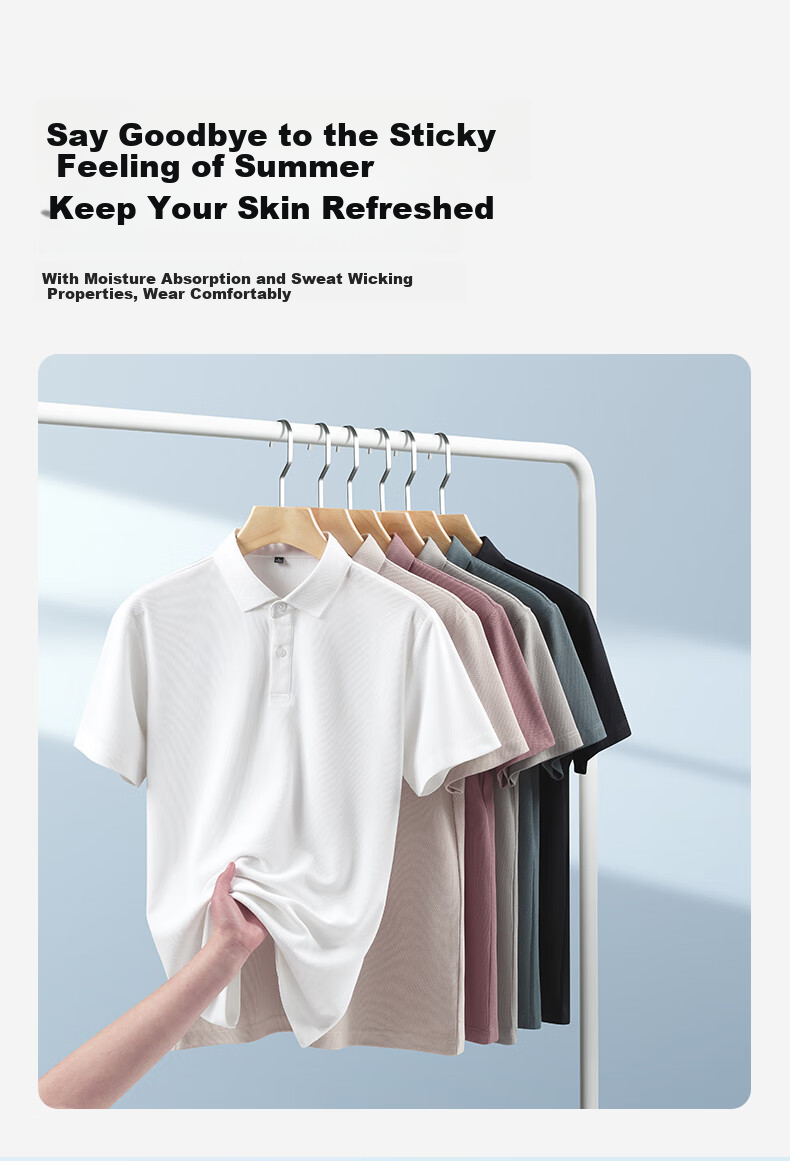 ROMON Sun Protection Men's Polo Shirt, Summer New Style, 7A Antibacterial Ice Silk Cool-Feeling Seamless T-Shirt, PY29 Apricot Color, 3XL 4