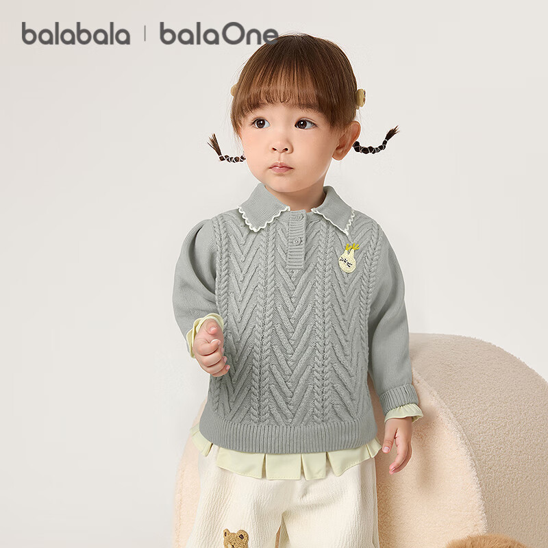Balabala BalaOne Girls' Sweater Children's 2025 Winter Knitwear Baby Knit Sweater Sweet 208425103001
