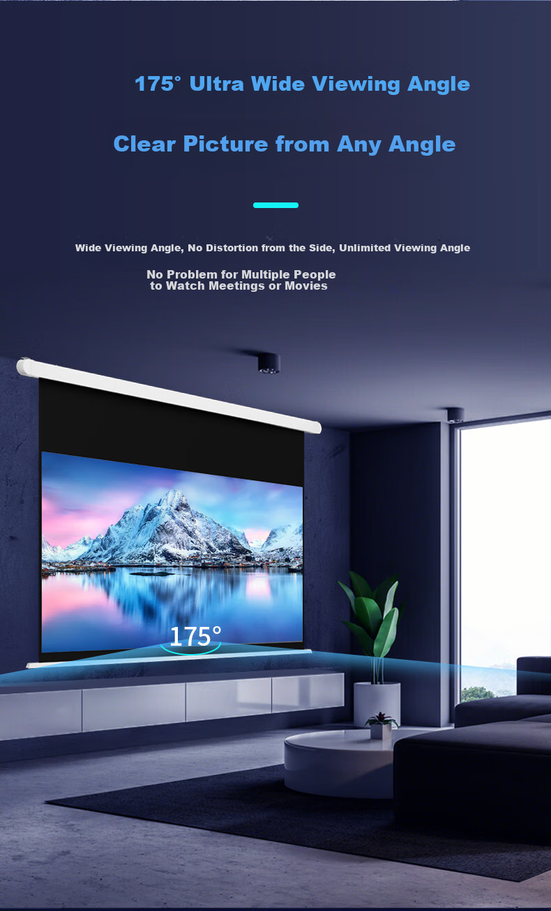 IN&VI Projector Screen 100-inch Small White Box Floating Pulley Wire Photon Home Automatic Lift Dual Power Electric Screen Compatible with XGIMI and JmGO Projectors 10