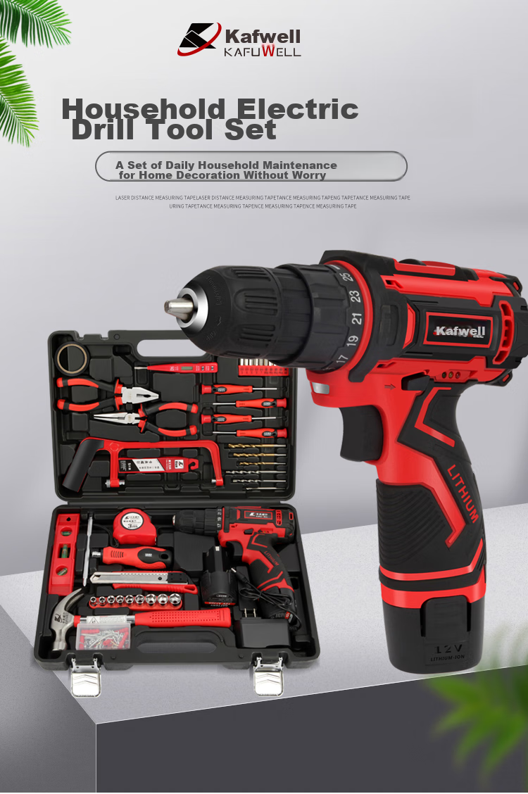Kafuweier 126-Piece Electric Drill Tool Box Set, Household Double Battery Electric Screwdriver Set, Hardware Tools P3893A 1