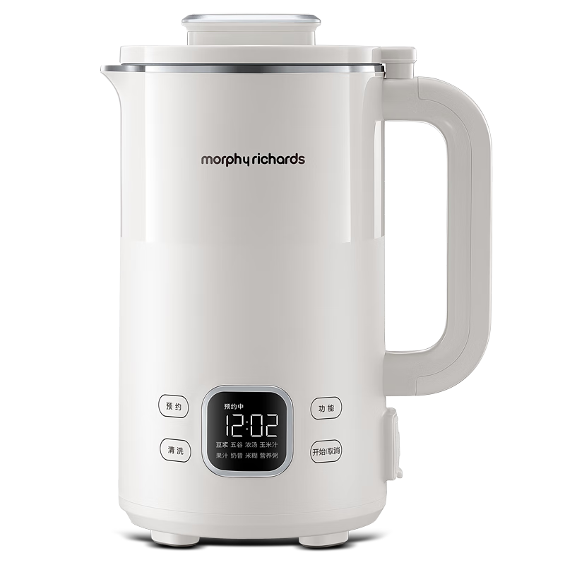 Morphyrichards High-Speed Blender Soy Milk Maker for Home Use, 1L Large Capacity, Quiet Operation, Multi-Grain, No Cooking Required, for 1-3 People, Smooth Texture, Filter-Free, Programmable, Baby Food Supplement, Multifunctional Food Processor MR8203 White