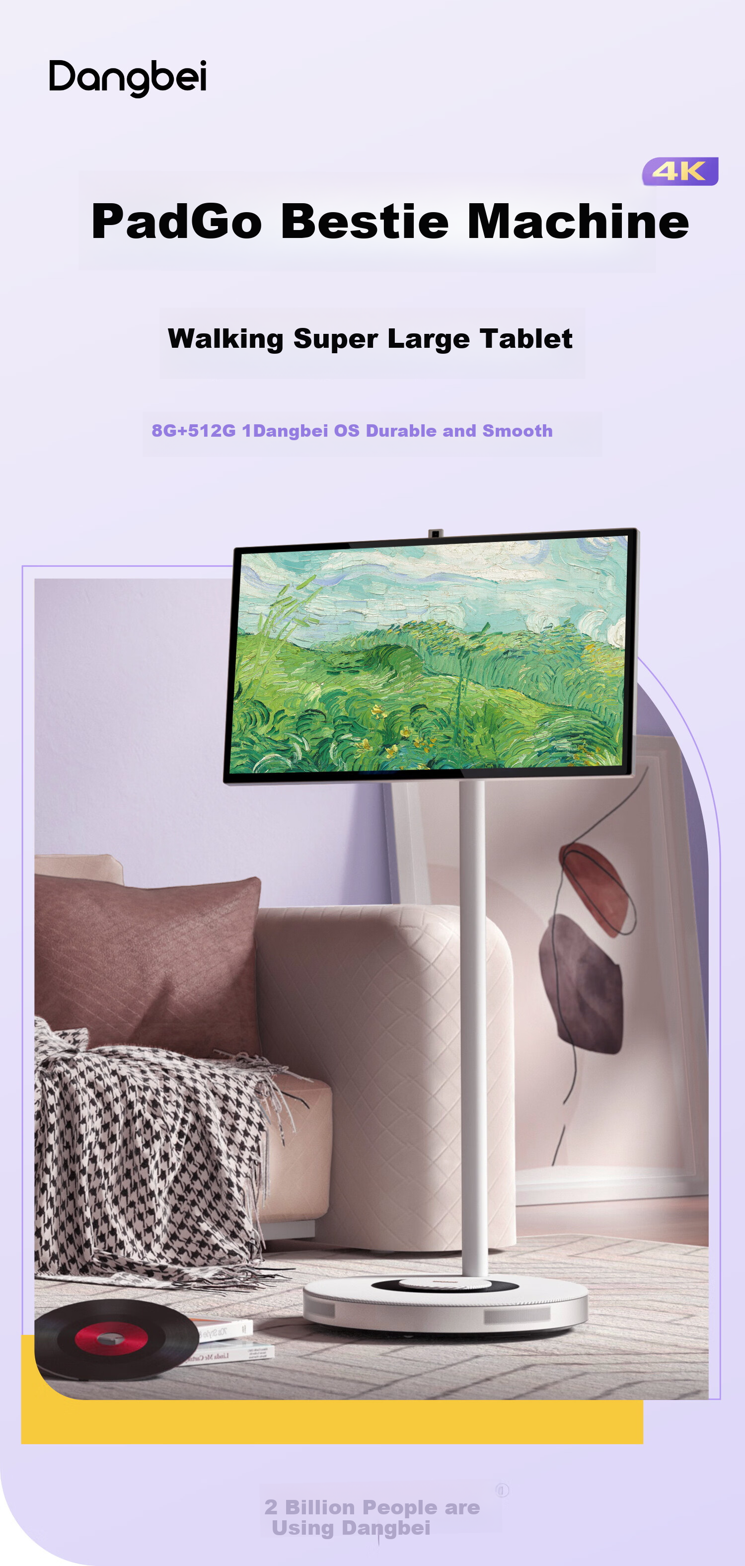 Dangbei PadGO Bestie Long Battery Life 4K Touch Mobile TV Tablet 27-inch Monitor National Subsidy 20% 8+512GB (Panda White) 2
