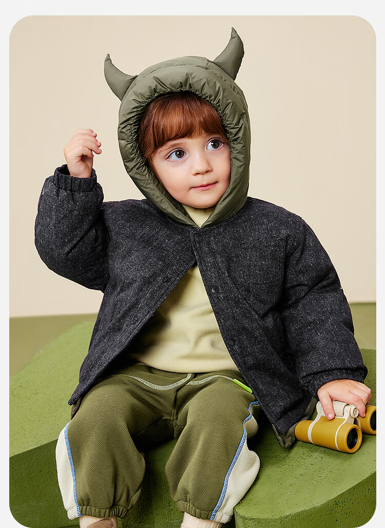 Minibala Boys' Genuine Fleece Hooded Down Jacket Cute Baby Toddler Coat 2025 Winter 1