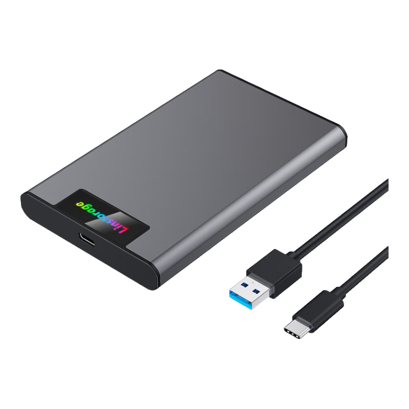 LINSTORAGE RGB Metal 2.5-Inch SATA External Hard Drive Enclosure for Laptops, Mechanical SSD And Solid State Drive, USB External Case