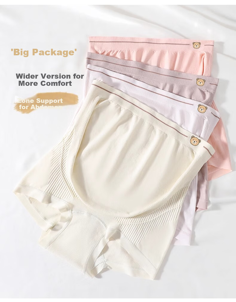 FENYE Maternity High-Waist Underwear with Extended Crotch for Late Pregnancy, Seamless Large-Size Thin Boxers 7