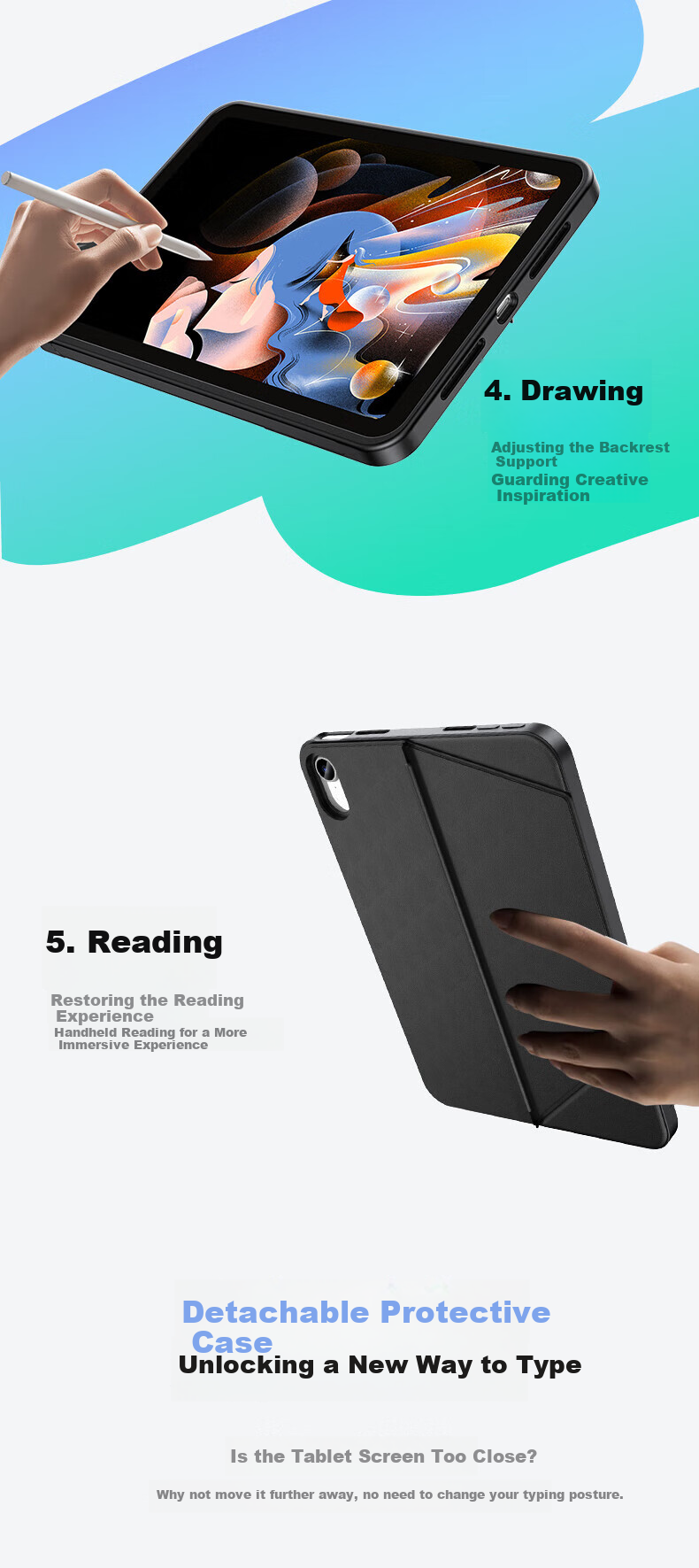 Houhou IPad Mini 7 Keyboard Case, Mini 6 Keyboard Protective Cover, Two-In Magnetic Detachable Rotatable Multifunctional Protective Case, Specially Designed for 8.3-Inch, White 6
