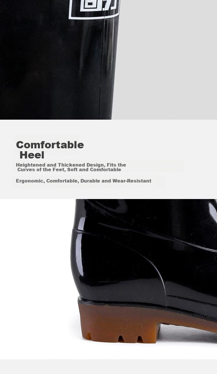 Huili Men's Stylish Rain Boots, Water Shoes, Outdoor Waterproof Non-Slip Wear-Resistant Comfortable Overshoes HL857 High-Top Black Size 40 4