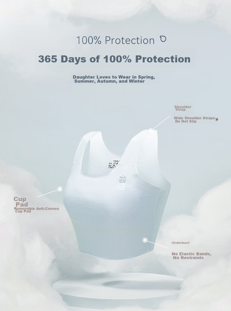 Hodo Girls' Bra, Modal Seamless Vest, Thin Sports Bra, Elementary And Middle School Camisole, X8024, Light Blue, Size 160 4