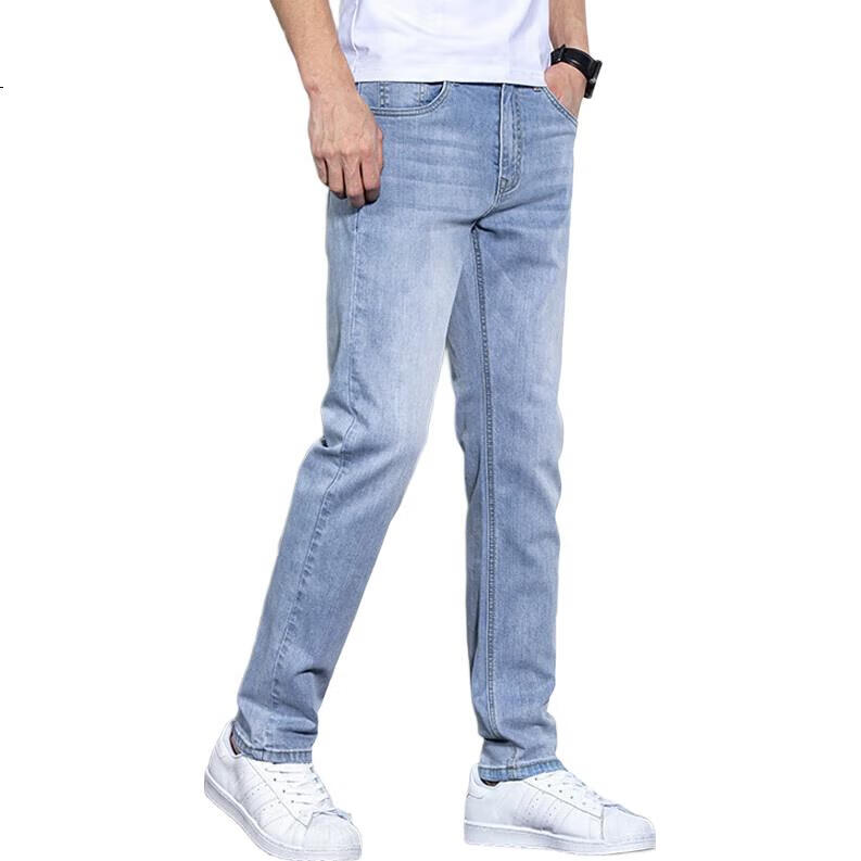 Джинсы мужские Jeanswest, хлопок стрейч, модные прямые, светло-голубые, размер 28, Осень-Зима 2025