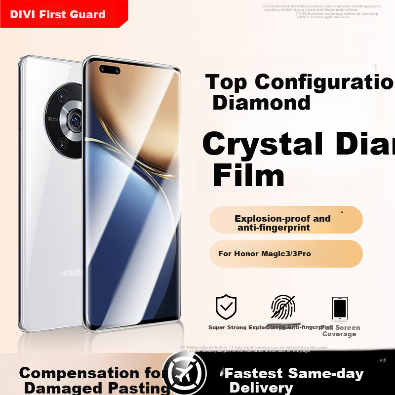 DIVI [Special Offer: Buy 2 Get 2 Free] Tempered Glass Screen Protector for Honor Magic 3/3 Pro, High-Definition Curved Full-Screen Coverage Film, Wear-Resistant And Anti-Fingerprint