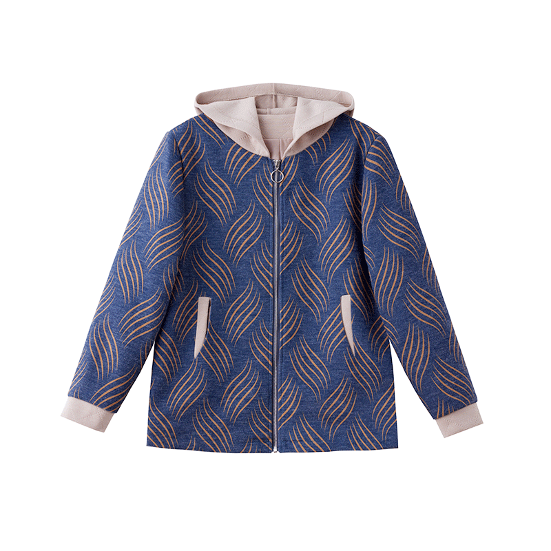 Past Classic Zipper Women's Warm Jacket Hooded Coat for Middle-aged and Elderly Women Autumn Winter Blue L