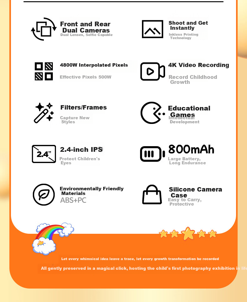 Aigo I8 Children's Instant Camera, CCD, Can Take Photos And Print Pictures, Doodle, Educational Video Recording, Toy for Boys And Girls, Birthday Gift 3