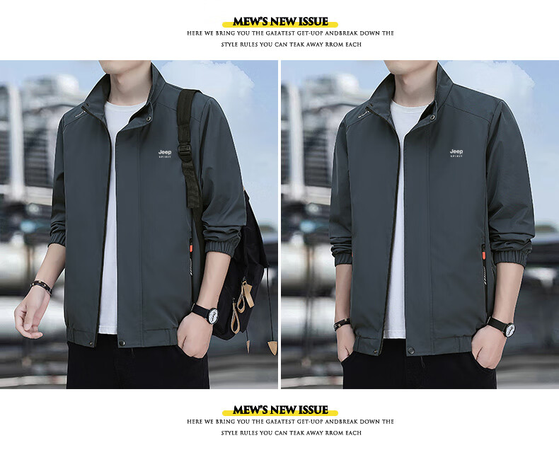 JEEP SPIRIT Men's Spring Jacket, Casual Outerwear for Men, Loose-Fitting Clothing for Me 2