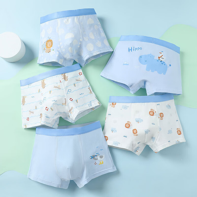 FENTENGCARE Boys' Underwear, Class A 7A Antibacterial Combed Cotton Children's Boxer Briefs, Little Boys' Shorts