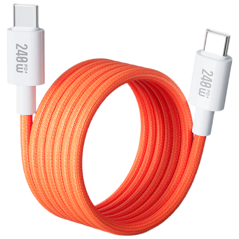 Beimo Magnetic Type-C Dual-Head Data Cable, 240W Fast Charging Car Charger Cord, Suitable for IPhone 18/17 Pro Max, Apple/Huawei/Xiaomi Phones, IPad, 1 Meter Orange