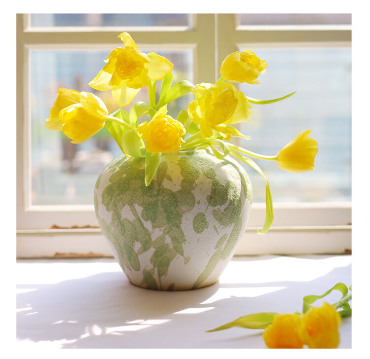 Fan Ye Ceramic Vase Wabi-Sabi Style Ink Splash Vintage Coarse Pottery Flower Container Decorative Prop New Home Gift 10