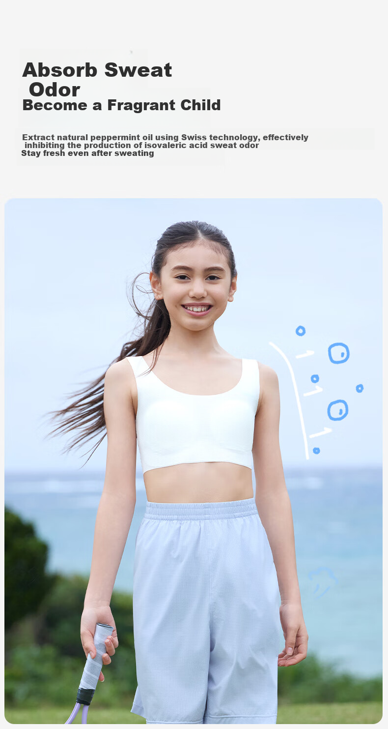 Ubras Likeuu Kids' Breathable Little Breeze Sports Bra for Girls Dandelion White One Size 11