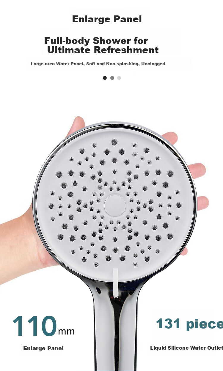 BSITN Constant Temperature Shower Head Complete Set with Smart Thermostatic Mixing Valve, Shower Faucet, Bathroom Pressure-Increasing Shower Head, Bright Silver 1390 3