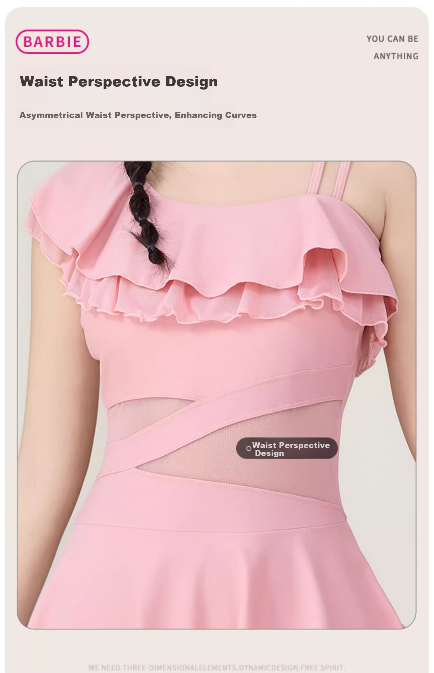 Barbie One-Piece Swimsuit Dress for Women, Pink Fashion Slimming Fairy Style Hot Spring Sexy Beach Vacation Swimwear 9