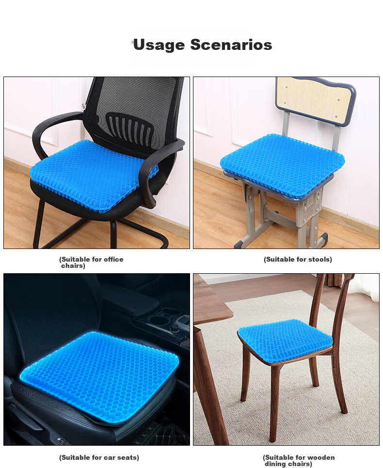 Hujia Honeycomb Gel Seat Cushion, 6.0cm Thickened, 3D Heat Dissipation, Ice Pad Seat Cushion, Thickened Seat Cushio 16