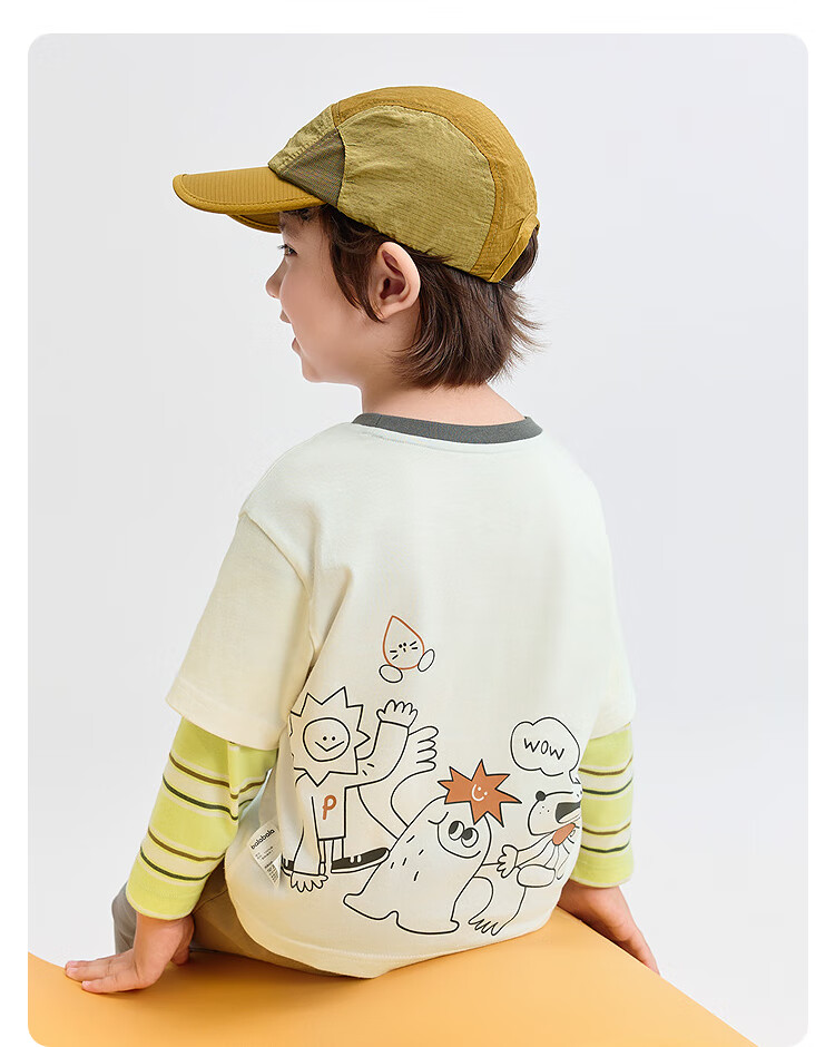 BALABALA Children's Clothing Baby T-Shirt Faux Two-Piece Long-Sleeve Top for Girls, Autumn Wear 2025, Printed Cute 209325100004 14