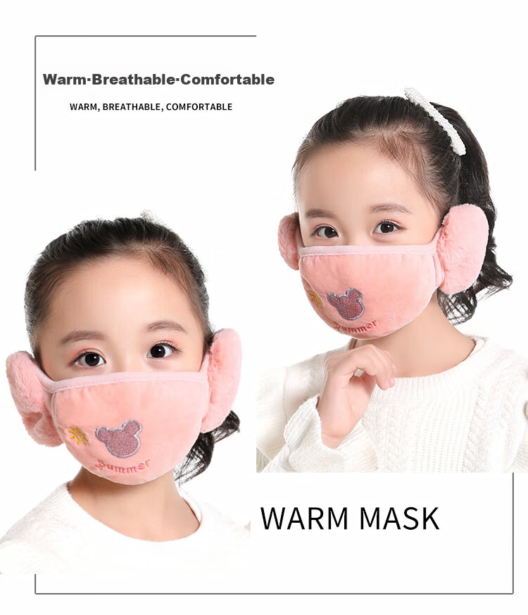 Adandyish Cartoon Green Hanging Ear Mask for Children, Autumn And Winter Windproof Warm Cycling Dust-Proof Cold-Resistant Thickened Protective Ear Covers 14