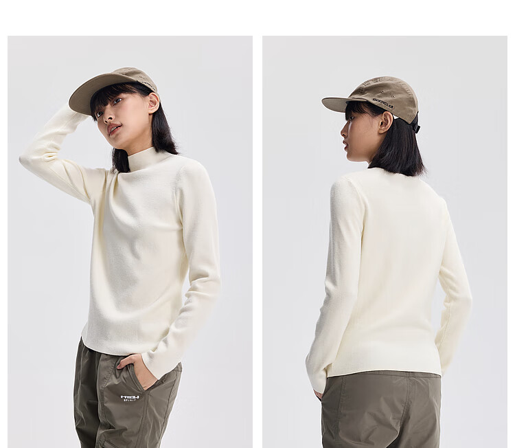 Meters Bonwe Women's New High Neck Stretch Pullover Knit Sweater Top 4