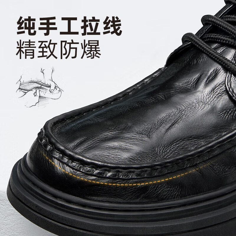 CAMEL Comfortable Commute Soft-Soled Textured Cowhide Classic Men's Business Casual Leather Shoes G15A155051 Black 39