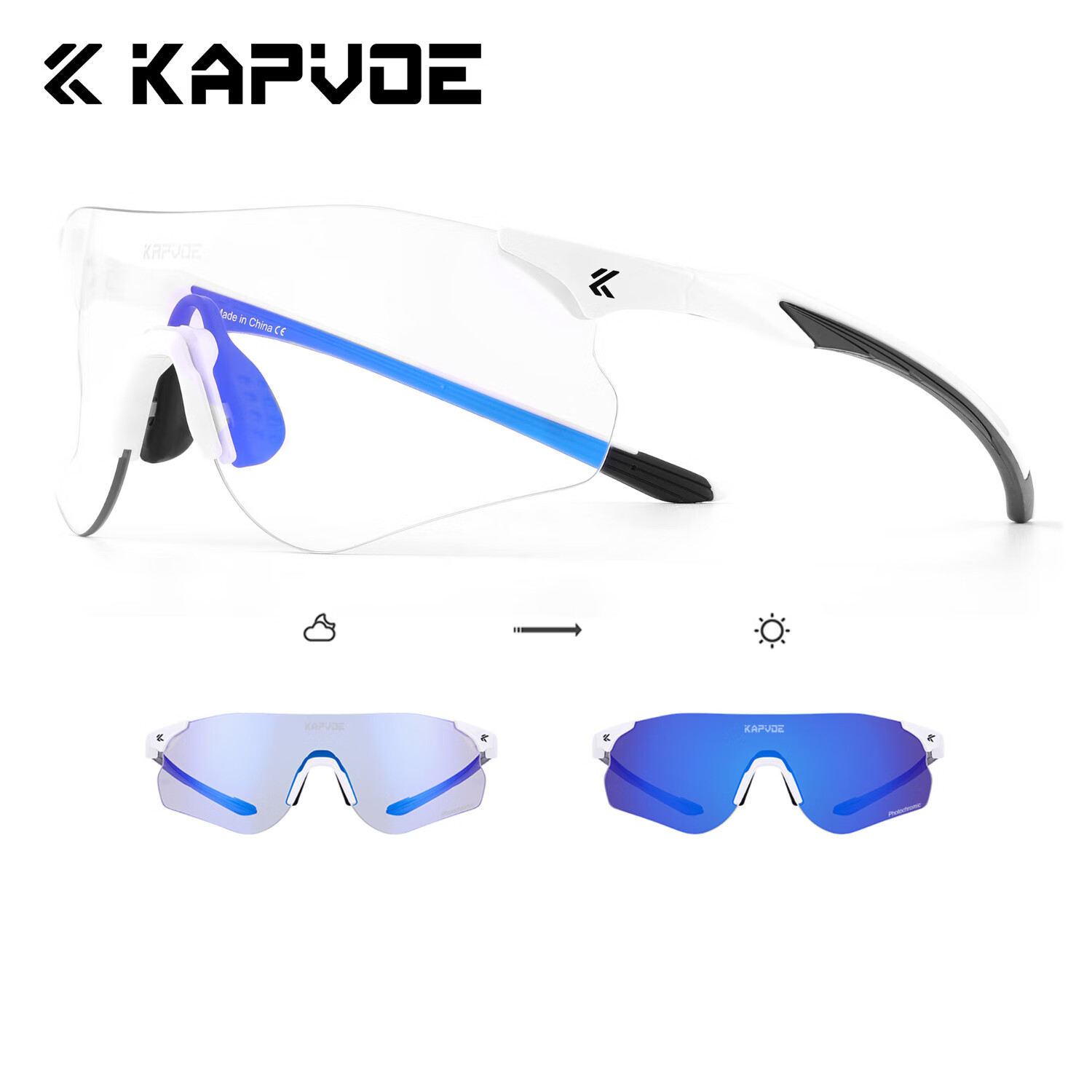 KAPVOE Endurance Star Running Glasses, Marathon Photochromic Professional Outdoor Windproof Goggles, Unisex Sunglasses