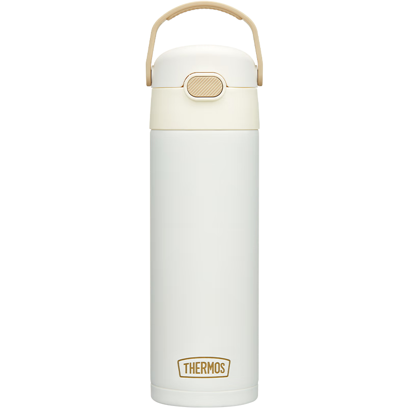 THERMOS 316L Stainless Steel Straw Cup for Primary School Students, Kindergarten Children, Large Capacity Insulated Water Bottle 500ml White