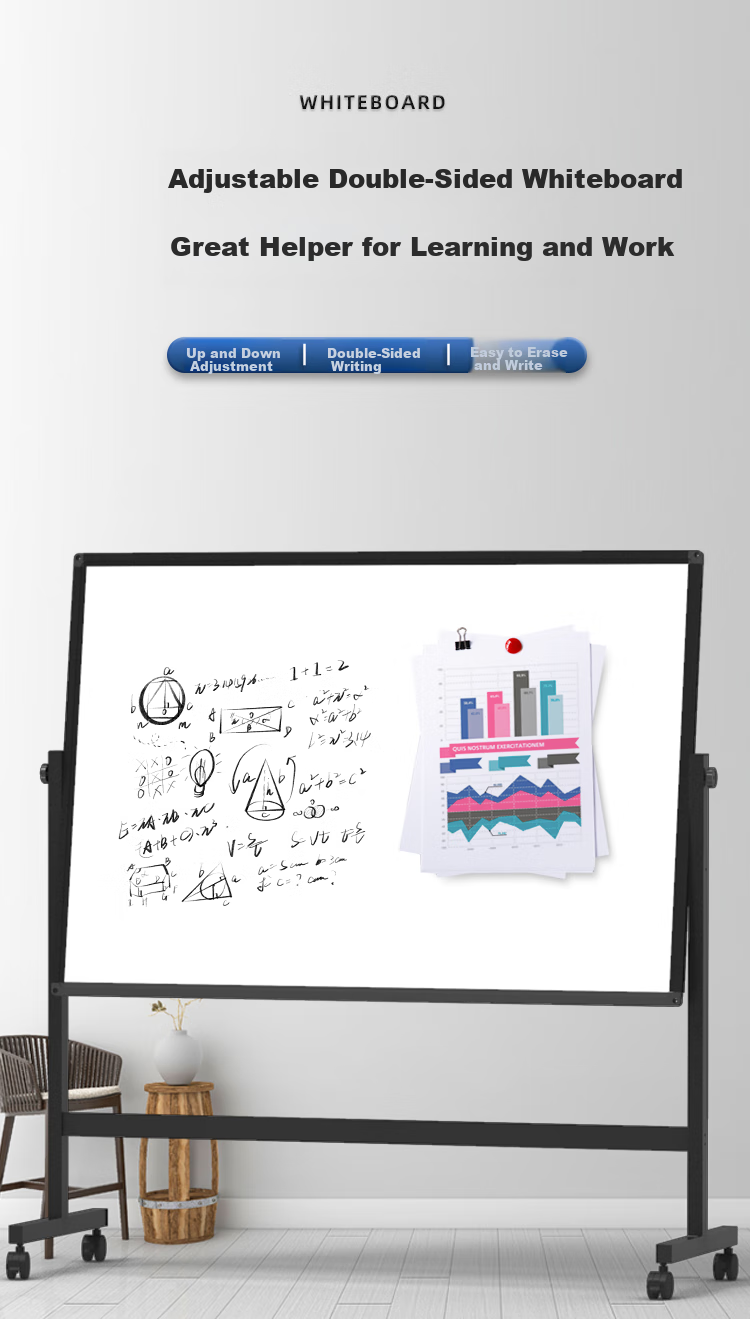 BBNEW 100*150cm Double-Sided Whiteboard Stand with Adjustable Height And Flip Function Magnetic Whiteboard for Meetings, Office, Home And Teaching NEWV100150 3