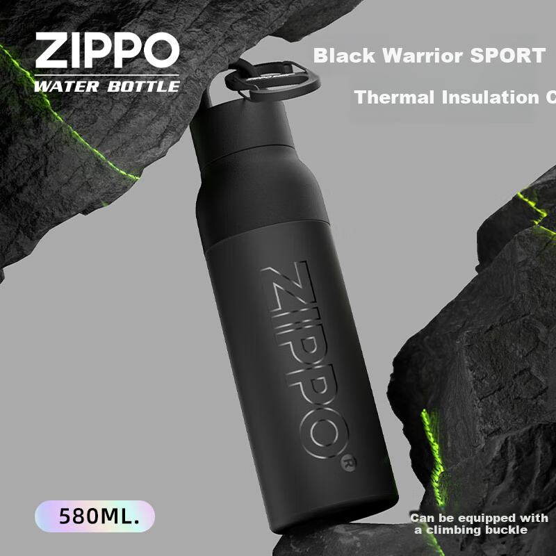 ZIPPO Insulated Mug, Large Capacity, Stainless Steel, Portable, Car-Friendly Water Bottle, Stylish Design, with Lid, Instant Open Cup for Couples, Gift