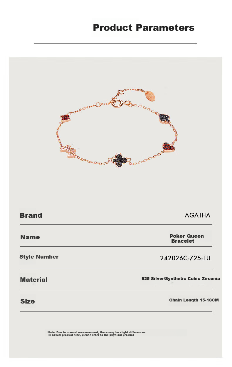 AGATHA Poker Queen Silver Bracelet for Women, Birthday Gift for Girlfriend Or Best Friend, Elegant And Luxurious 4