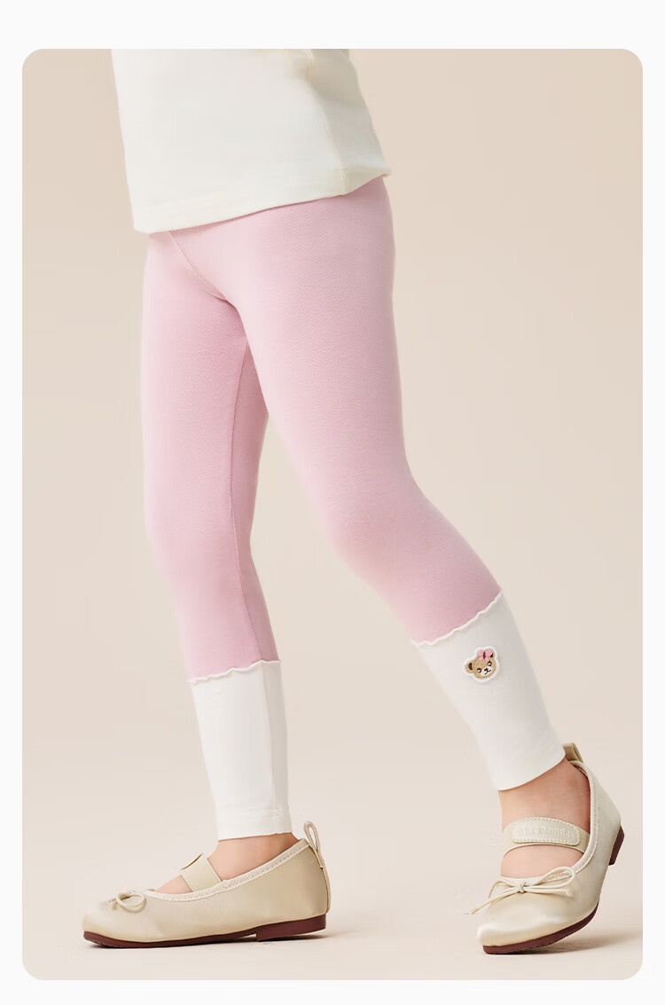 Classic Teddy Girls' Leggings, Children's Pants, Autumn Season, Color-Block Versatile Long Pants for Young Children, Navy Blue, Size 100 3