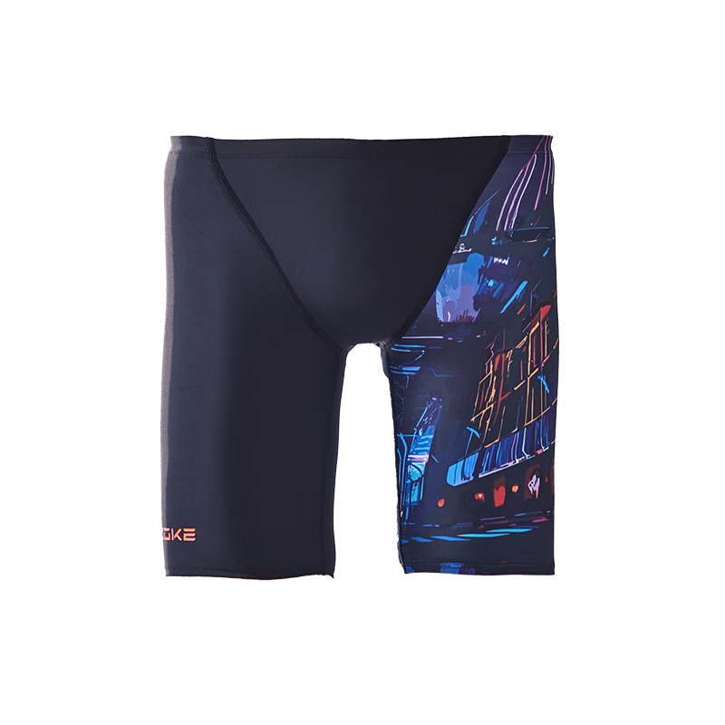 ZOKE Men's 5-Inch Professional Swim Training Competition Quick-Dry Chlorine-Resistant Conservative Swim Trunks 125536897 Black Blue XL