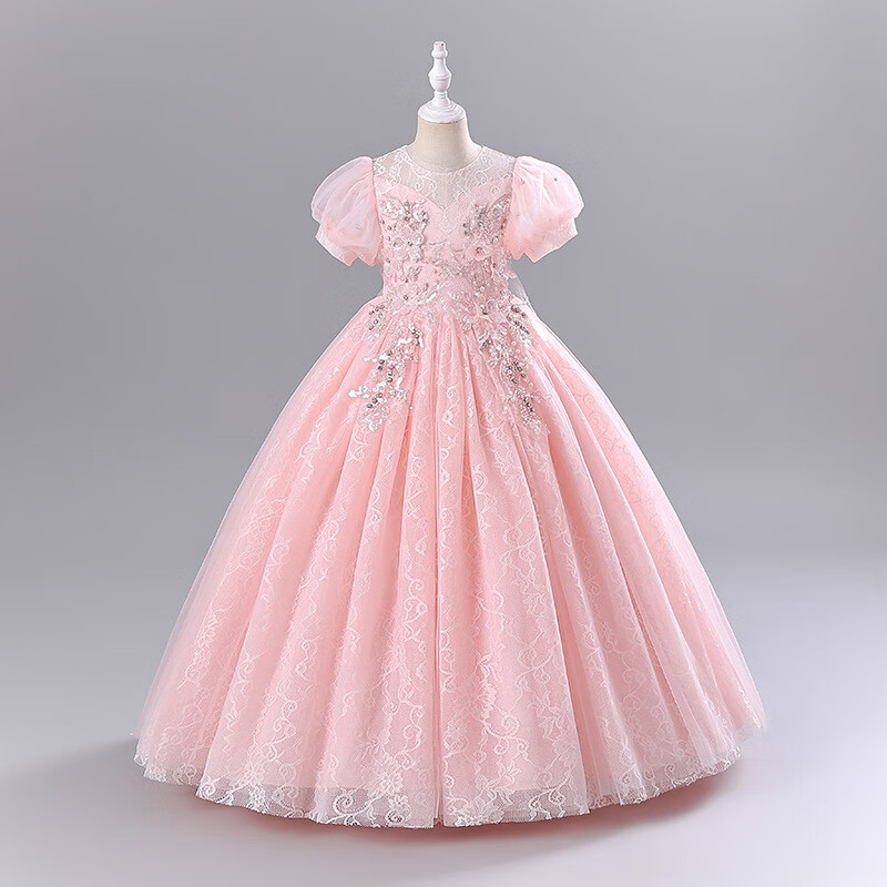 LUOBOBEIBEI Girls' Formal Dress, Children's Princess Dress, Wedding Dress, Runway Show Dress, Piano Performance Dress, New Year's Greeting Outfit, White, Size 110 2