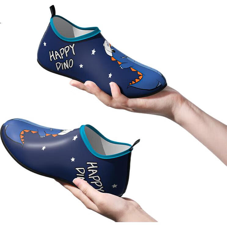 WATERTIME / Shuichuan Beach Shoes for Children, Boys And Girls, Diving, Beach Combing, Wading, Stream Tracing, Non-Slip, Cut-Resistant Shoes, Blue Dinosaur 3XS