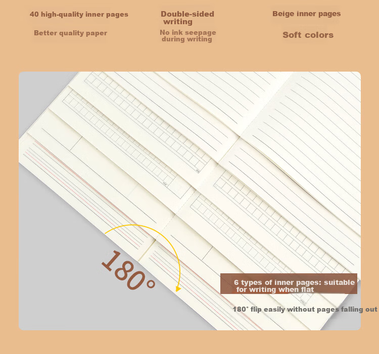 GuangBo B5/40 Sheets, 80 Pages Student Subject Notebook, Classroom Journal, Error Correction Notebook, Study Supplies, Math Book, 4-Pack, FB61101 8