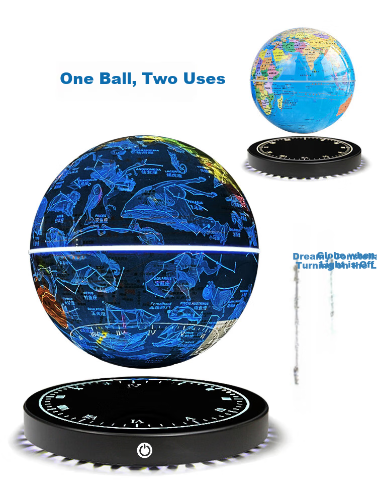 Hengyi Magnetic Levitation Globe, Educational Toy for Boys Aged 8-12, Φ14cm Light Blue Spherical Body with Glow-In Effect, New Year Gift 11