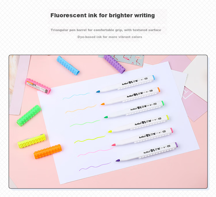 [Back to School Essential] Shachihata BLOX Series Connectable Candy Markers for Exams And Highlighting, Water-Based Pens, Fluorescent Pens, 0.4mm, Fluorescent Yellow, KTX-200F 2