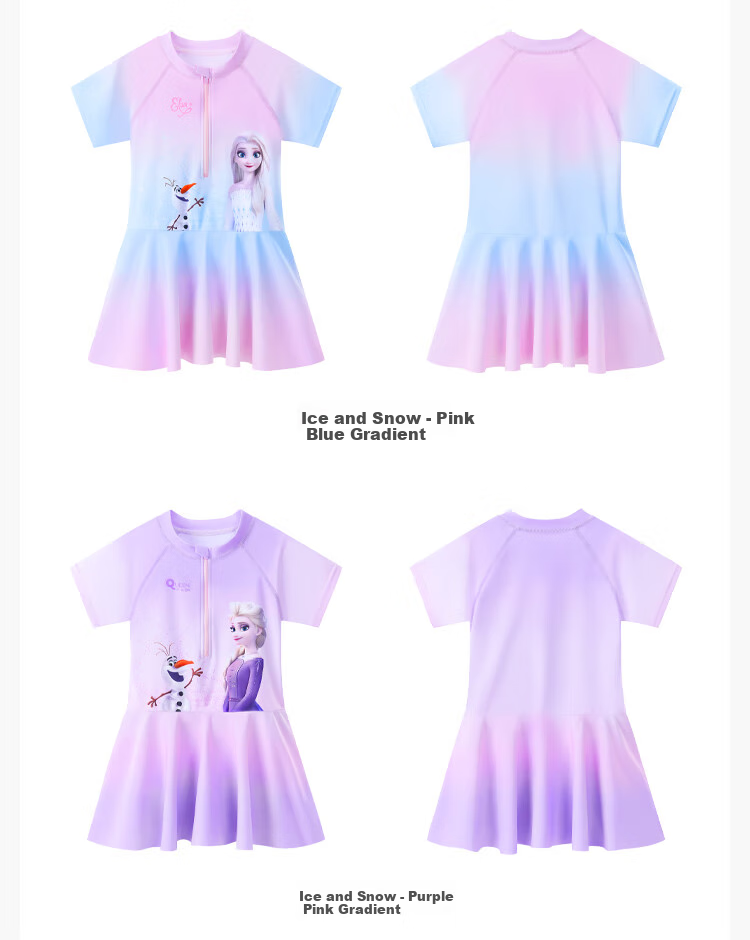 Disney Kids Girls Summer Ice Silk One-Piece Swimsuit 2026 Children's Skin Suit DEE25905-Q Purple Pink Size 130 7