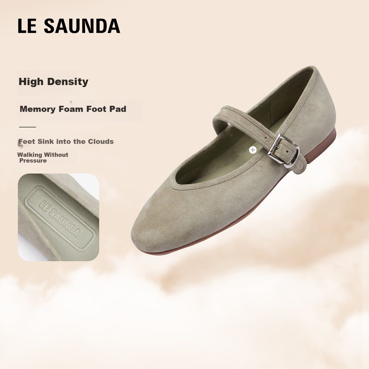 Laird 2026 New Cloud Mary Jane Solid Color Lambskin Flats Women Ballet Shoes 14201 Elegant White OWK 39