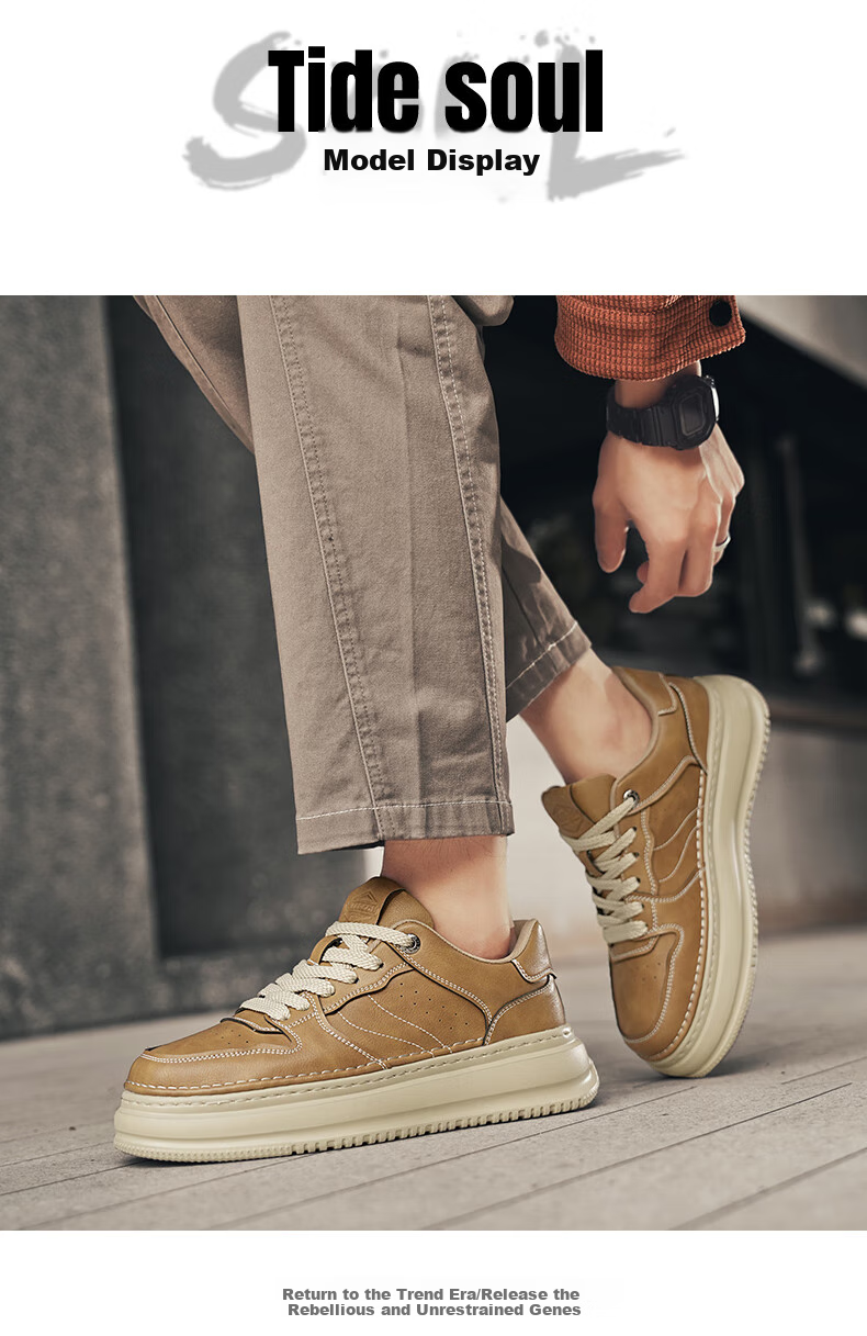Yierkang Men's Shoes, 2026 Spring And Summer Casual Shoes, Fashionable Sports Thick-Soled Versatile Sneakers, Retro Simple Footwear, Black, Size 41 6